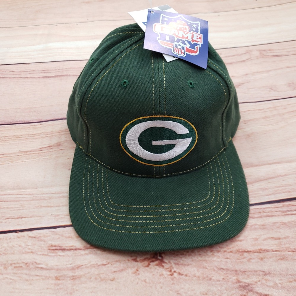 NEW Vintage Green Bay Packers Hat Cap Snap Back Green NFL Football Mens 90s‎ B2